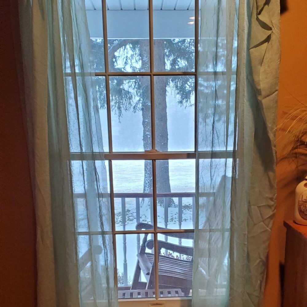 4 Handmade Pastel Green Crinkle Crepe Sheers 100" Extra Long Puddle- Child's Rm